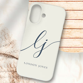 Monogram neutraal modern minimalistisch stijlvol i iPhone 16 hoesje