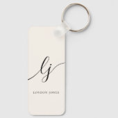 Monogram neutraal modern minimalistisch stijlvol i sleutelhanger (Achterkant)