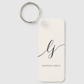 Monogram neutraal modern minimalistisch stijlvol i sleutelhanger (Voorkant)