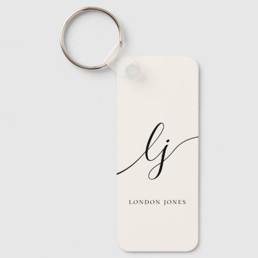 Monogram neutraal modern minimalistisch stijlvol i sleutelhanger (Voorkant)