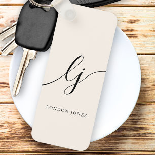 Monogram neutraal modern minimalistisch stijlvol i sleutelhanger