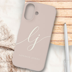 Monogram Neutraal Modern Minimalistisch Stijlvol R iPhone 16 Hoesje
