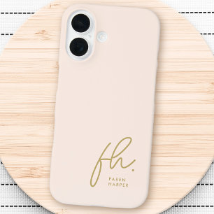 Monogram Neutraal Modern Minimalistisch Stijlvol S iPhone 16 Hoesje