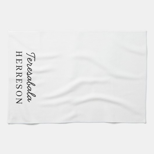 Monogram Neutraal Modern Minimalistisch Stijlvol Theedoek (Horizontaal)