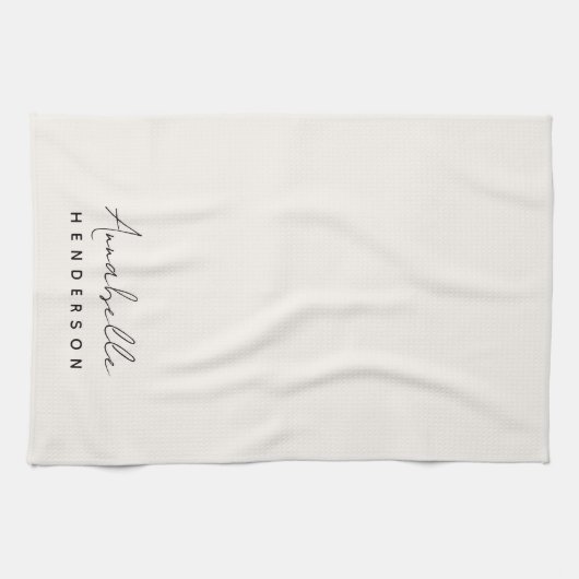 Monogram Neutraal | Modern minimalistisch stijlvol Theedoek (Horizontaal)