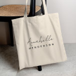 Monogram Neutraal | Modern minimalistisch stijlvol Tote Bag<br><div class="desc">Een eenvoudig stijlvol aangepast monogram met een moderne,  minimalistische handgeschreven scripttypografie in combinatie met een bloktypografie in zwart op een natuurlijke ivoorcrèmeachtergrond. De monogram naam kan gemakkelijk worden gepersonaliseerd om een ontwerp zo uniek te maken zoals u bent! Het perfecte persoonlijke cadeau of accessoire voor elke gelegenheid!</div>