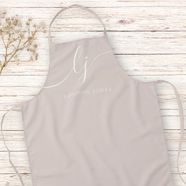 Monogram Neutraal Modern Minimalistisch Stoffig Ro Schort