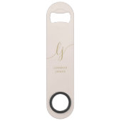 Monogram Neutraal Modern Stijlvol Blush Gold Scrip Speed Flessenopener (Achterkant)
