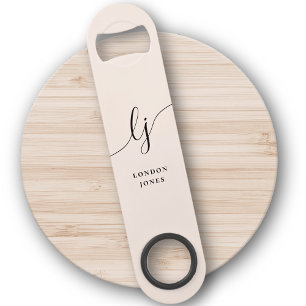 Monogram Neutraal Modern Stijlvol Kalligrafiescrip Speed Flessenopener