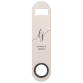 Monogram Neutraal Modern Stijlvol Kalligrafiescrip Speed Flessenopener (Voorkant)