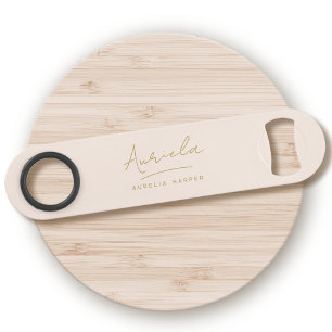Monogram Neutraal Modern Stijlvol Minimal Blush Go Speed Flessenopener