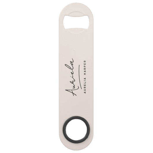 Monogram Neutraal Modern Stijlvol Minimalistisch S Speed Flessenopener (Voorkant)