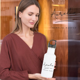 Monogram Neutraal Moderne Handtekening Minimalisti Waterfles