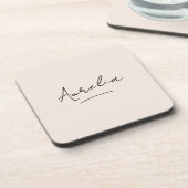 Monogram Neutraal Moderne Minimalistische Chic Han Bier Onderzetter (Linkerzijde)