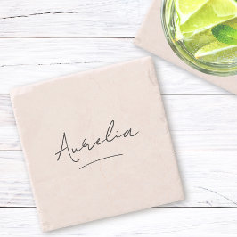 Monogram Neutraal Moderne Minimalistische Chic Han Stenen Onderzetter