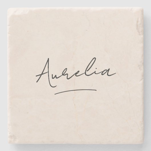 Monogram Neutraal Moderne Minimalistische Chic Han Stenen Onderzetter (Voorkant)