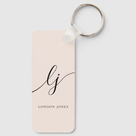 Monogram Neutraal Moderne Minimalistische Stijlvol Sleutelhanger (Achterkant)