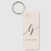 Monogram Neutraal Moderne Minimalistische Stijlvol Sleutelhanger (Voorkant)