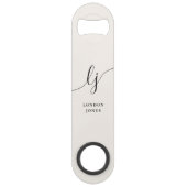 Monogram Neutraal Moderne Stijlvolle Kalligrafie I Speed Flessenopener (Achterkant)