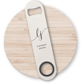 Monogram Neutraal Moderne Stijlvolle Kalligrafie I Speed Flessenopener