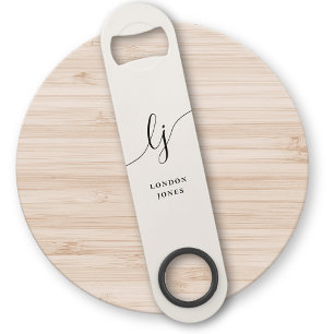 Monogram Neutraal Moderne Stijlvolle Kalligrafie I Speed Flessenopener