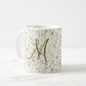 Monogram Neutral Boho Florals Wildflowers Flowers  Koffiemok (Voorkant links)