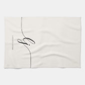 Monogram Neutral Simple Elegant Script Initialen Theedoek (Horizontaal)