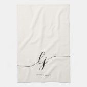 Monogram Neutral Simple Elegant Script Initialen Theedoek (Verticaal)