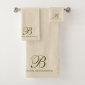 Monogram Neutrale Moderne Minimalistische Handdoek (Insitu)