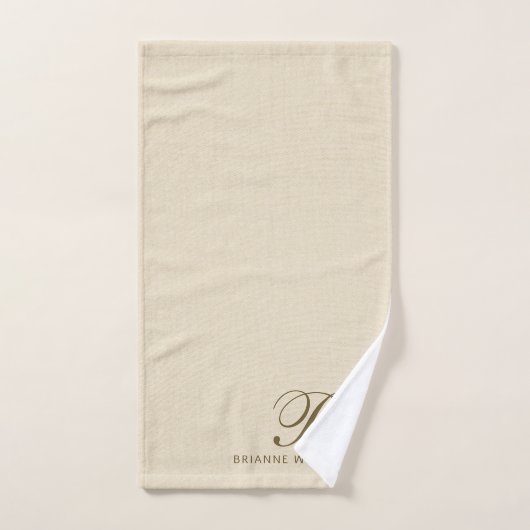 Monogram Neutrale Moderne Minimalistische Handdoek (Handdoek)