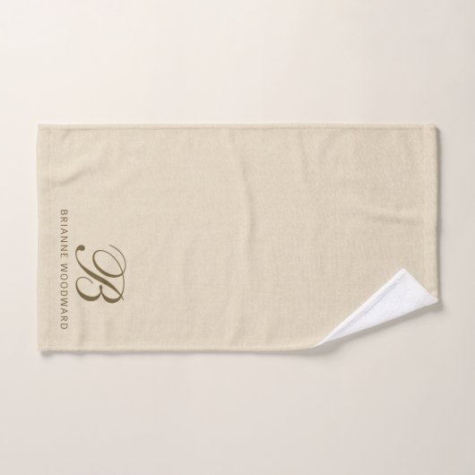 Monogram Neutrale Moderne Minimalistische Handdoek (Handdoek)