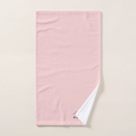 Monogram Neutrale Roze Elegant Voornaam Bad Handdoek (Handdoek)