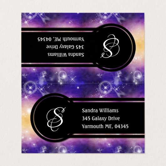 Monogram New age Galaxy Nebula Celestial Stars Visitekaartje (Buitenkant ongevouwen)