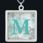 Monogram | Niet-geëmailleerde ventilatorverstuiver Zilver Vergulden Ketting<br><div class="desc">Floral</div>