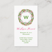 Monogram Nieuw Adres | Verplaatsingsaankondiging Visitekaartje (Voorkant)