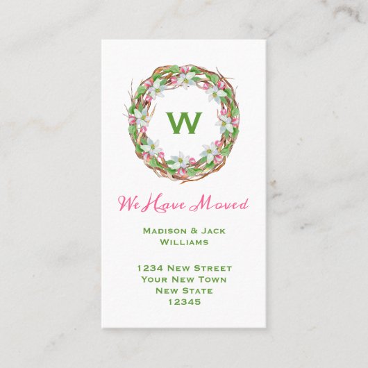 Monogram Nieuw Adres | Verplaatsingsaankondiging Visitekaartje (Voorkant)