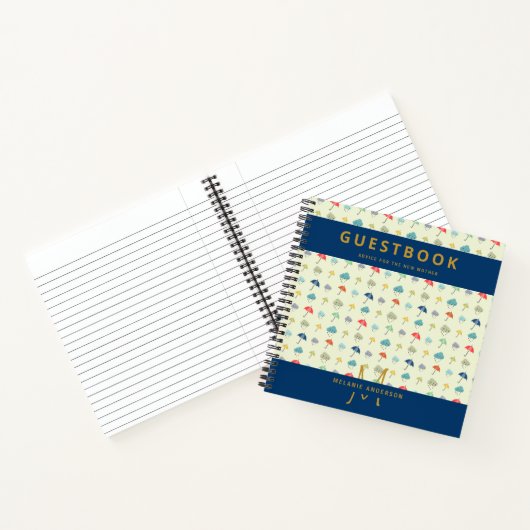 Monogram Nieuw Moeder Advies Baby shower Gastenboe Notitieboek (Binnen)