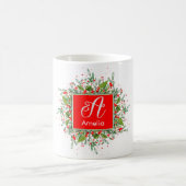 Monogram nieuwe jaar Mok kerstgroene rode koffie (Center)