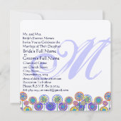 Monogram - Nieuwe Sizes Square Fun Wedding Invitat Kaart (Voorkant)