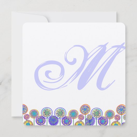 Monogram - Nieuwe Sizes Square Fun Wedding Invitat Kaart (Achterkant)