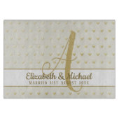 Monogram Nieuwgetrouwden Trouw Gouden Elegant Cade Snijplank (Voorkant)