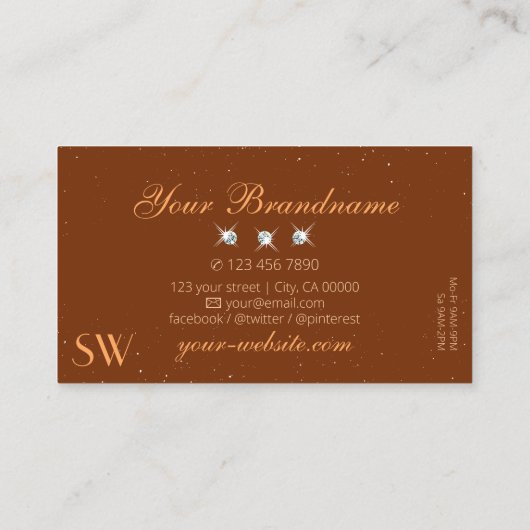 Monogram Noble Oranje en bruine mousserende diaman Visitekaartje (Achterkant)