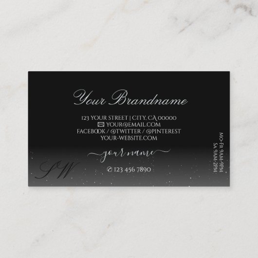 Monogram Noble Shimmery Black Mousing Diamonds Visitekaartje (Achterkant)