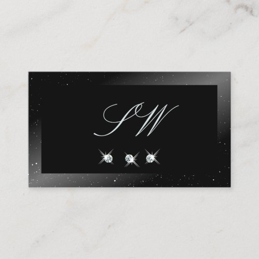 Monogram Noble Shimmery Black Mousing Diamonds Visitekaartje (Voorkant)