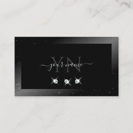 Monogram Noble Shimmery Black Mousing Diamonds Visitekaartje (Voorkant)