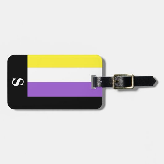 Monogram Nonbinary Pride Flag Bagagelabel (Voorkant horizontaal)