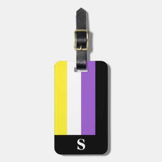Monogram Nonbinary Pride Flag Bagagelabel (Voorkant verticaal)