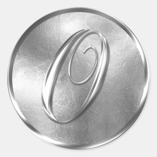 Monogram NONMETALLIC Silver Envelope Seal Ronde Sticker (Voorkant)