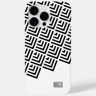 Monogram Nooit gestorven zwart, wit geometrisch Case-Mate iPhone 14 Pro Max Hoesje