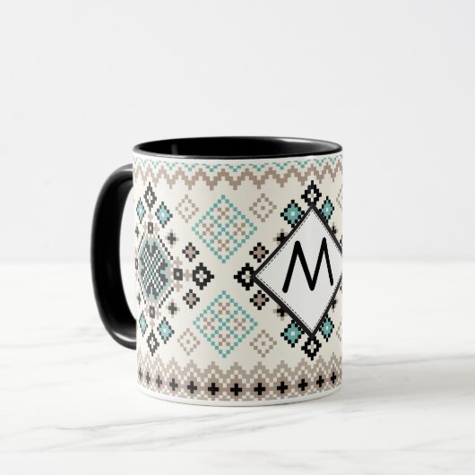 Monogram Nordic Cross Stitch Pattern Mok (Voorkant links)